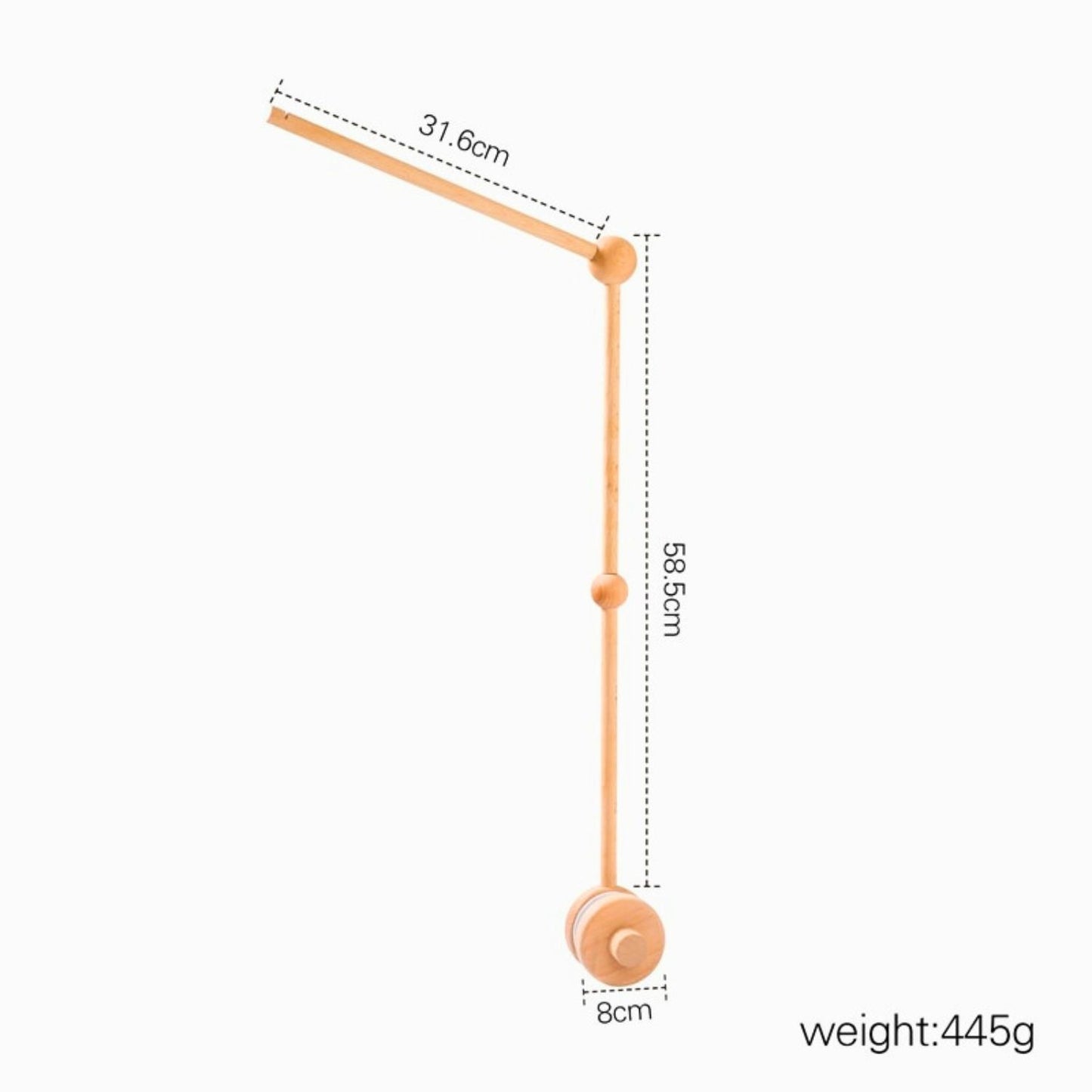 Wooden baby mobile hanger on crib measurements
