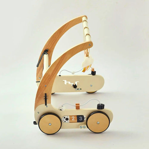 Wooden baby walker with baby play gym