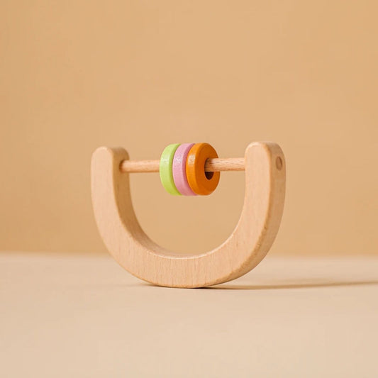 Wooden Half-Moon Grasping Rattle