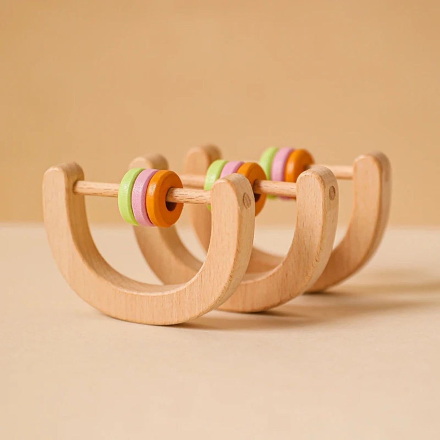 Wooden Half-Moon Grasping Rattle