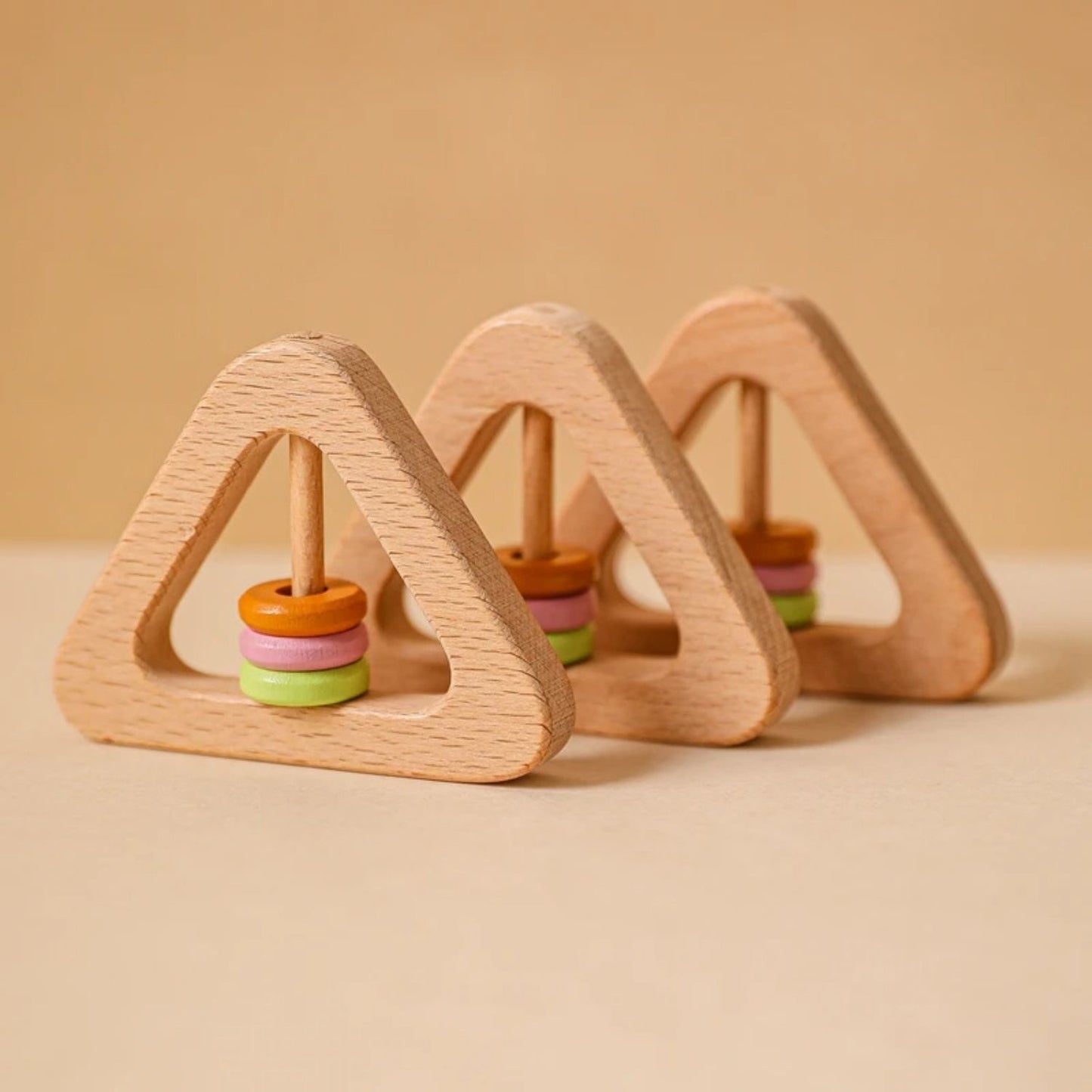 Wooden Triangle Grasping Rattle