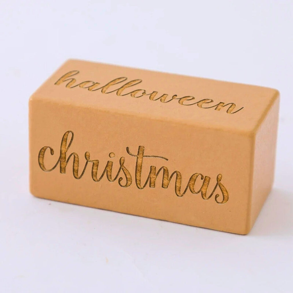 Wooden baby milestone blocks natural wood color