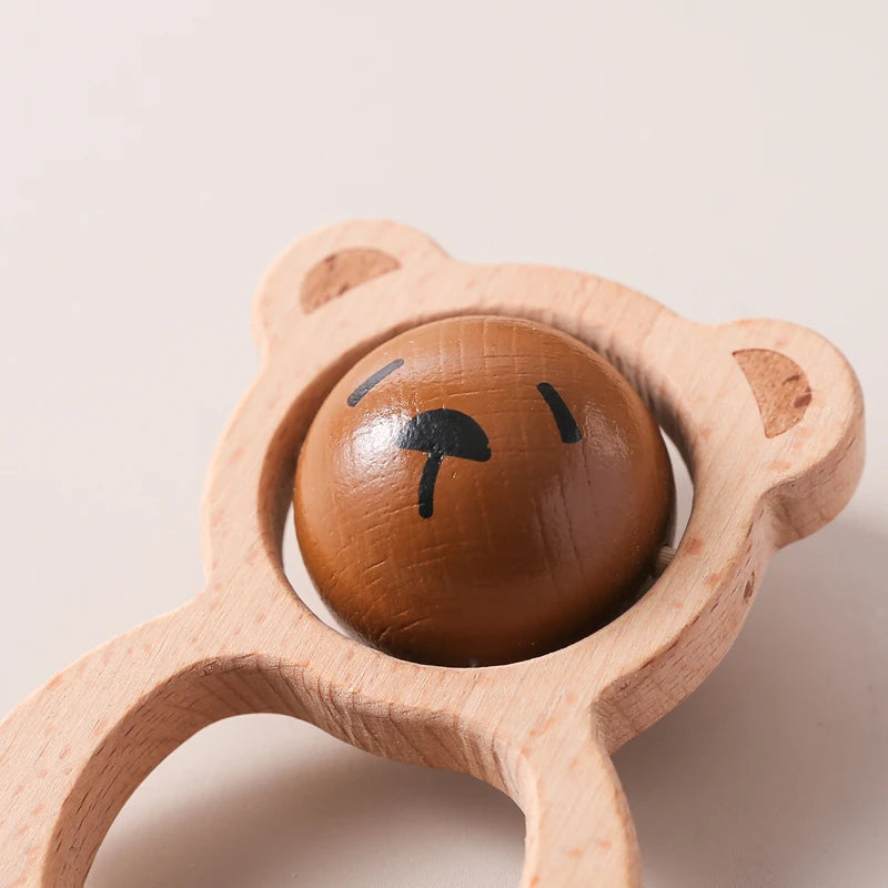 Wooden Bear Grasping Rattle