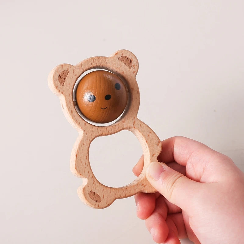 Wooden Bear Grasping Rattle