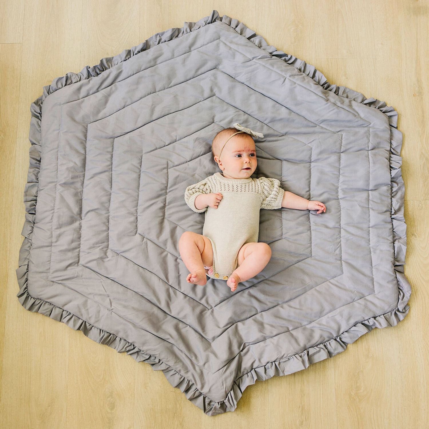 Plush Gray Hexagon Baby Playmat