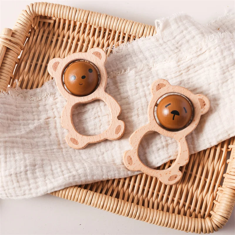 Wooden Bear Grasping Rattle