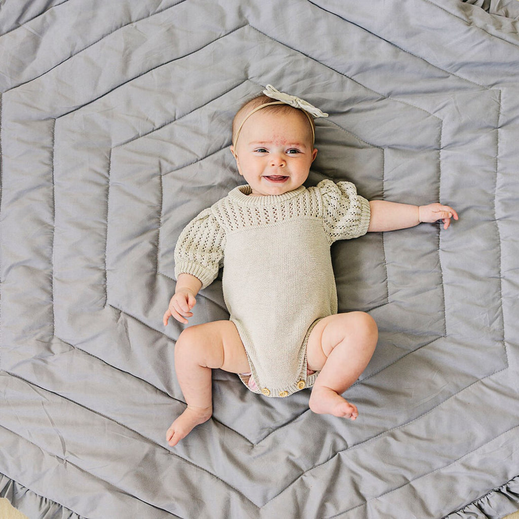 Plush Gray Hexagon Baby Playmat
