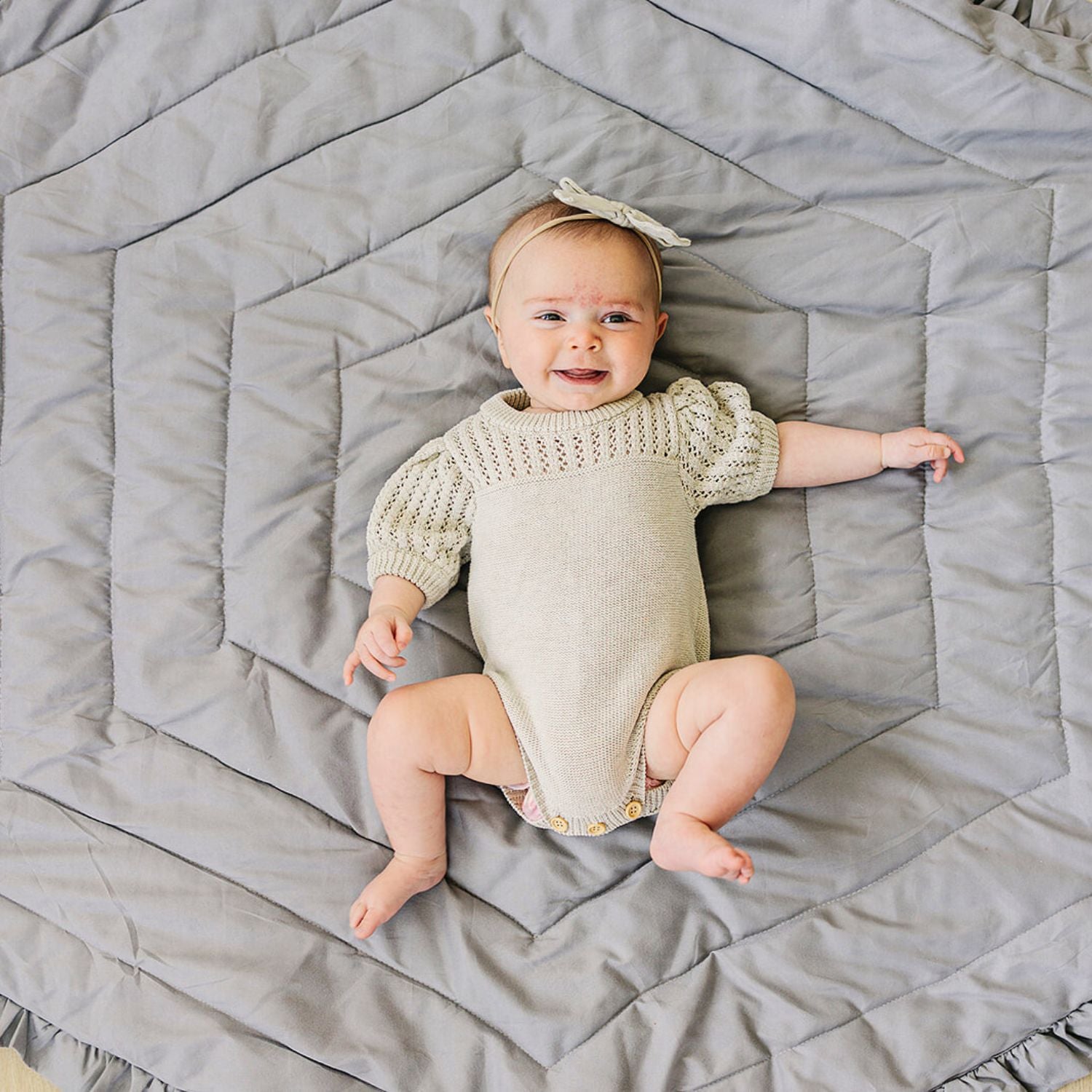 Plush Gray Hexagon Baby Playmat