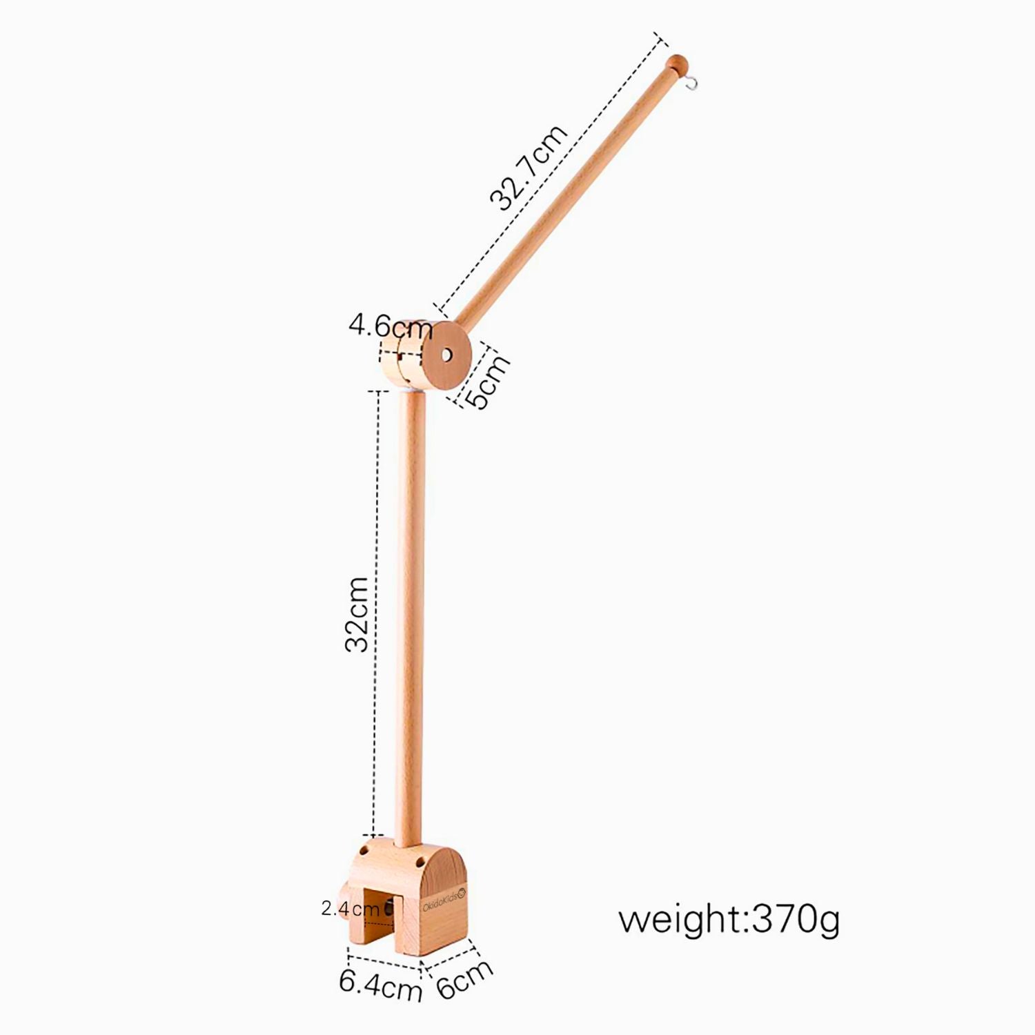 Wooden baby mobile hanger foldable on crib with measurements
