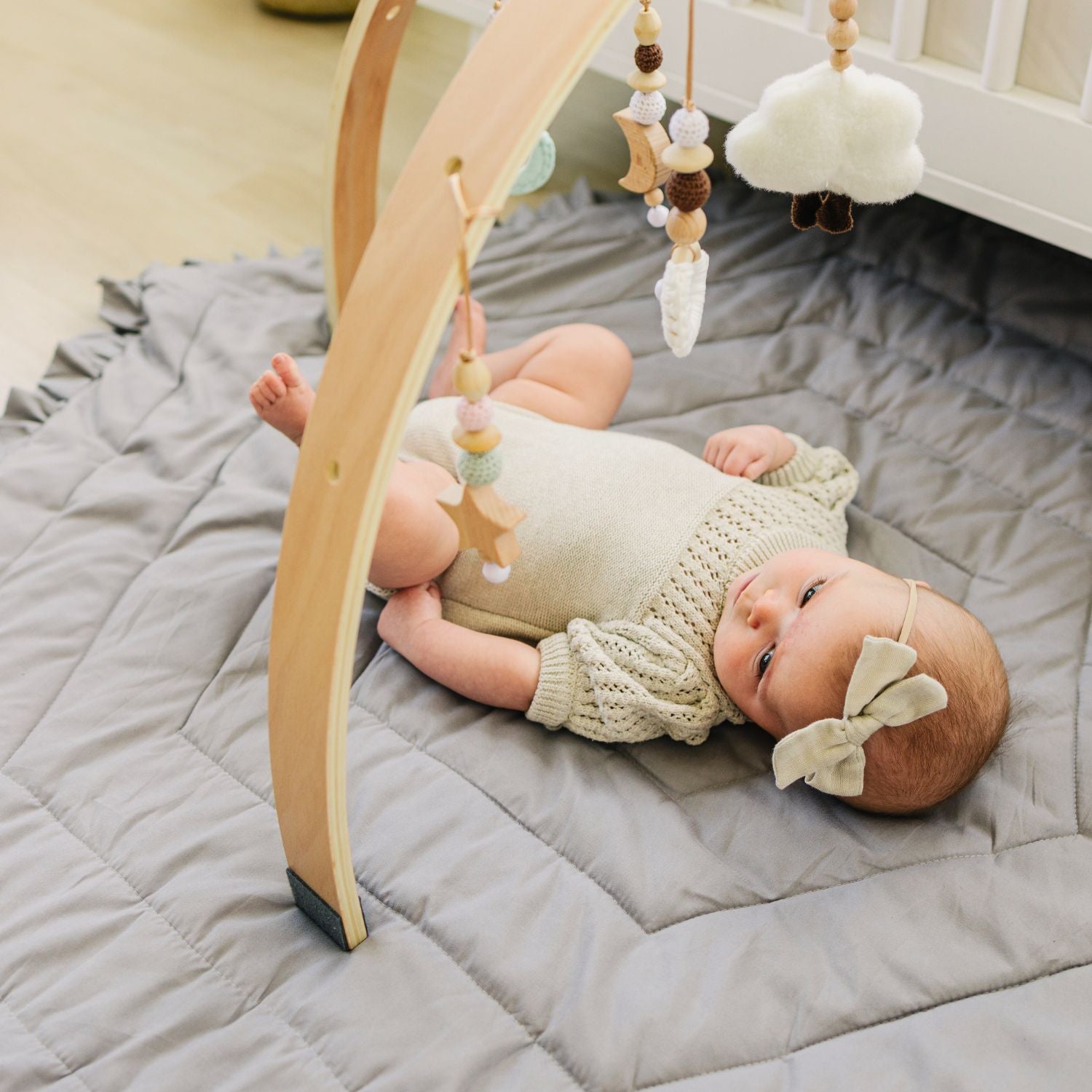 Plush Gray Hexagon Baby Playmat