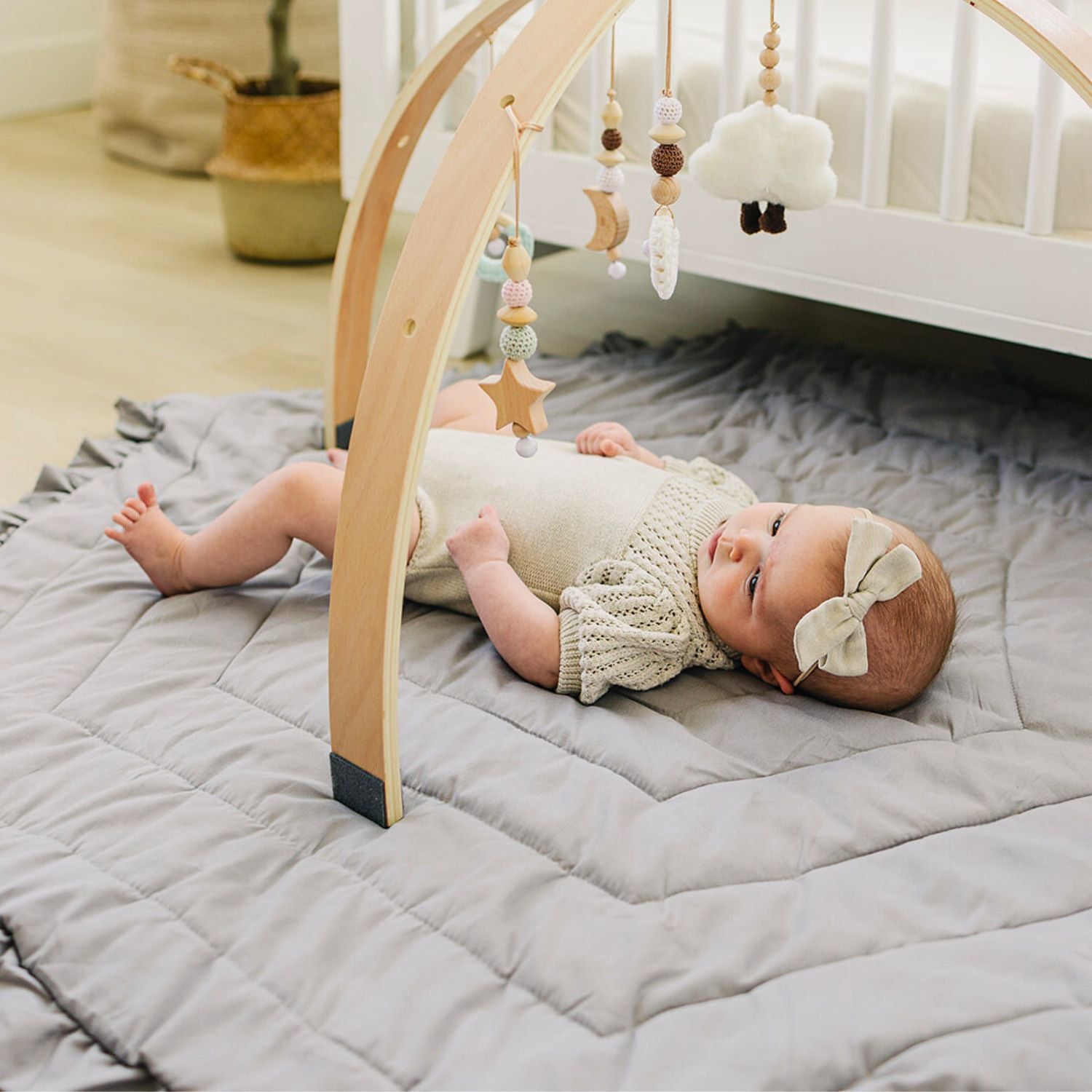 Plush Gray Hexagon Baby Playmat